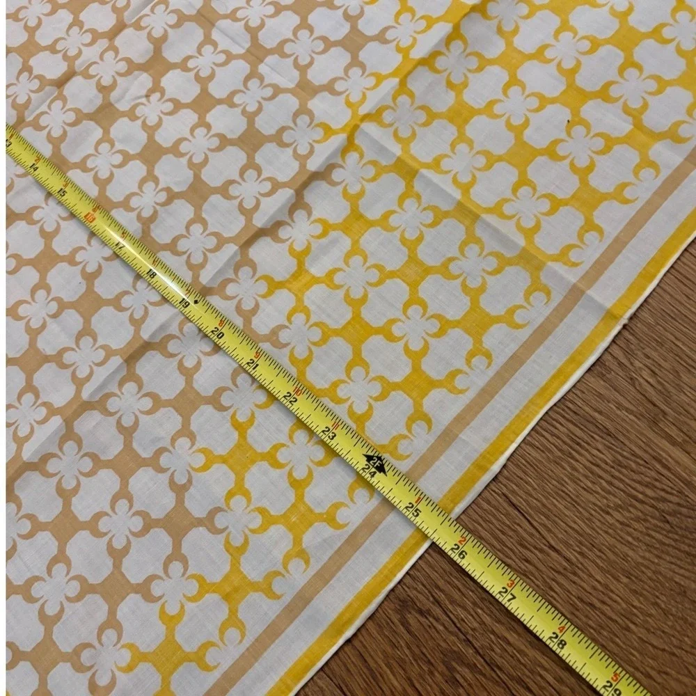 Christian Dior Cotton Scarf Yellow White Geometric Pattern Square Neckerchief